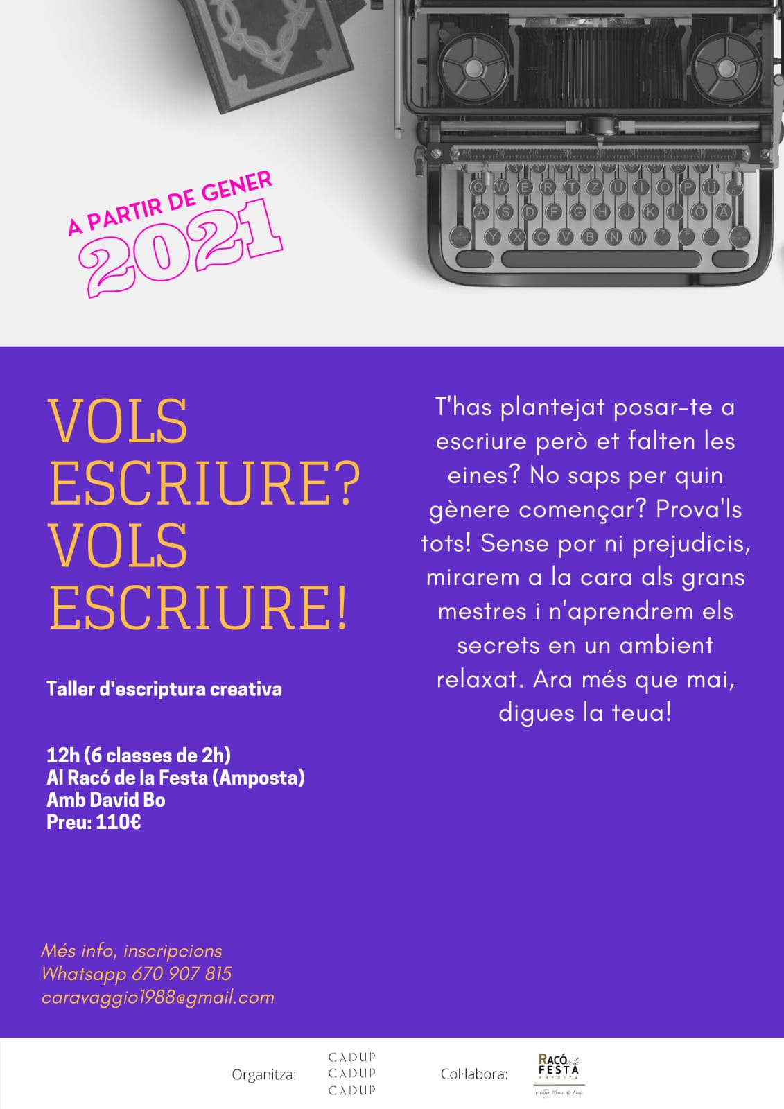 VOLS SABER ESCRIURE? DAVID BO ENS HO EXPLICA AMB EL SEU CURS