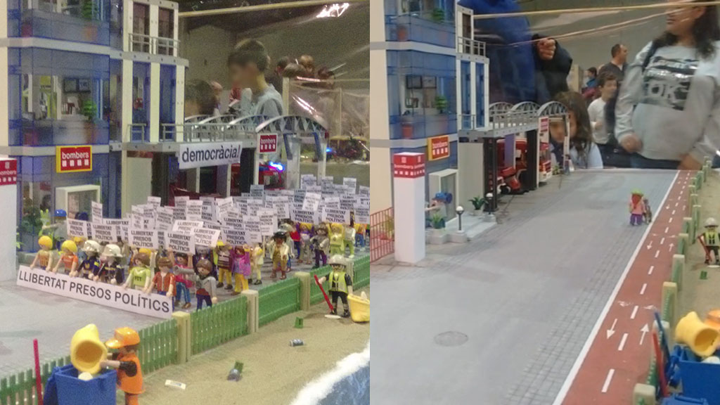 ExpoClick Amposta retira una maqueta que representava una manifestació contra els empresonaments
