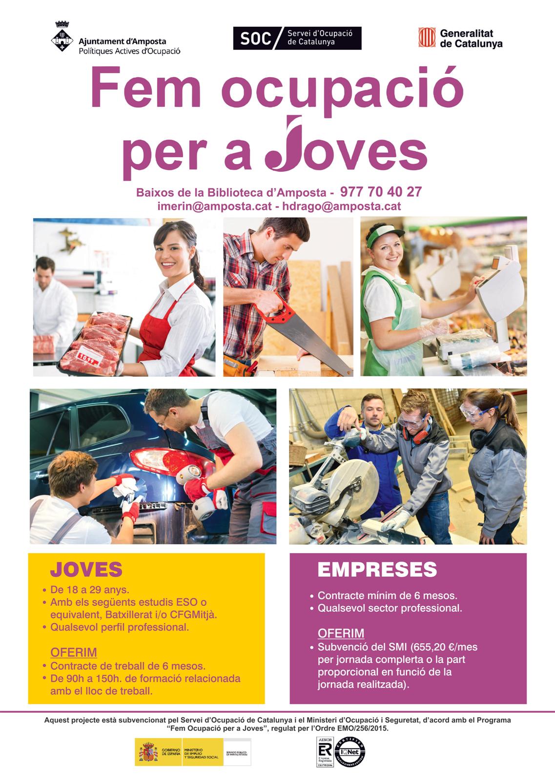 Ajuntament d’Amposta > notícies > Fins a 114 joves podran participar als nous programes de formació i treball del SOC a Amposta