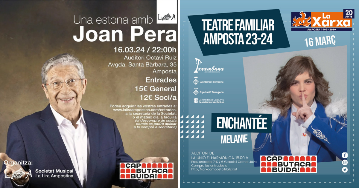 Amposta se suma a la campanya ’Cap butaca buida’ per omplir els teatres de tot Catalunya